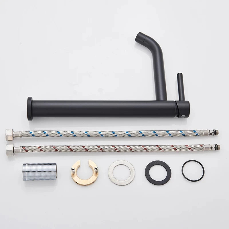 Tall Basin Sink Faucet Slim Black Chrome Bathroom