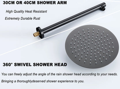 Bagnolux Gun Gray Bath Shower Brass Head Rianfall