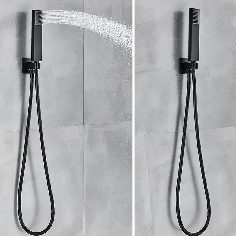 Rozin Matte Black Thermostatic Shower Faucet Concealed Install