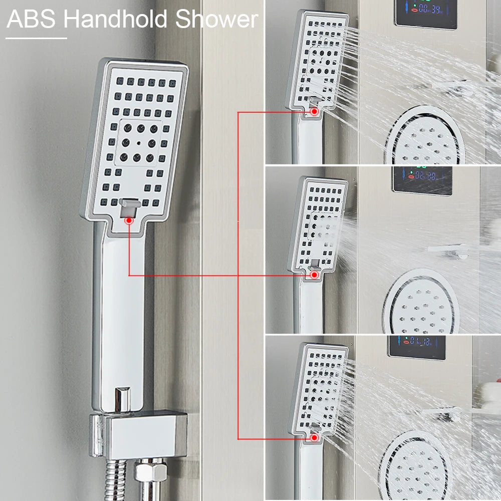 Led Light Shower Panel Waterfall Rain Digital Display