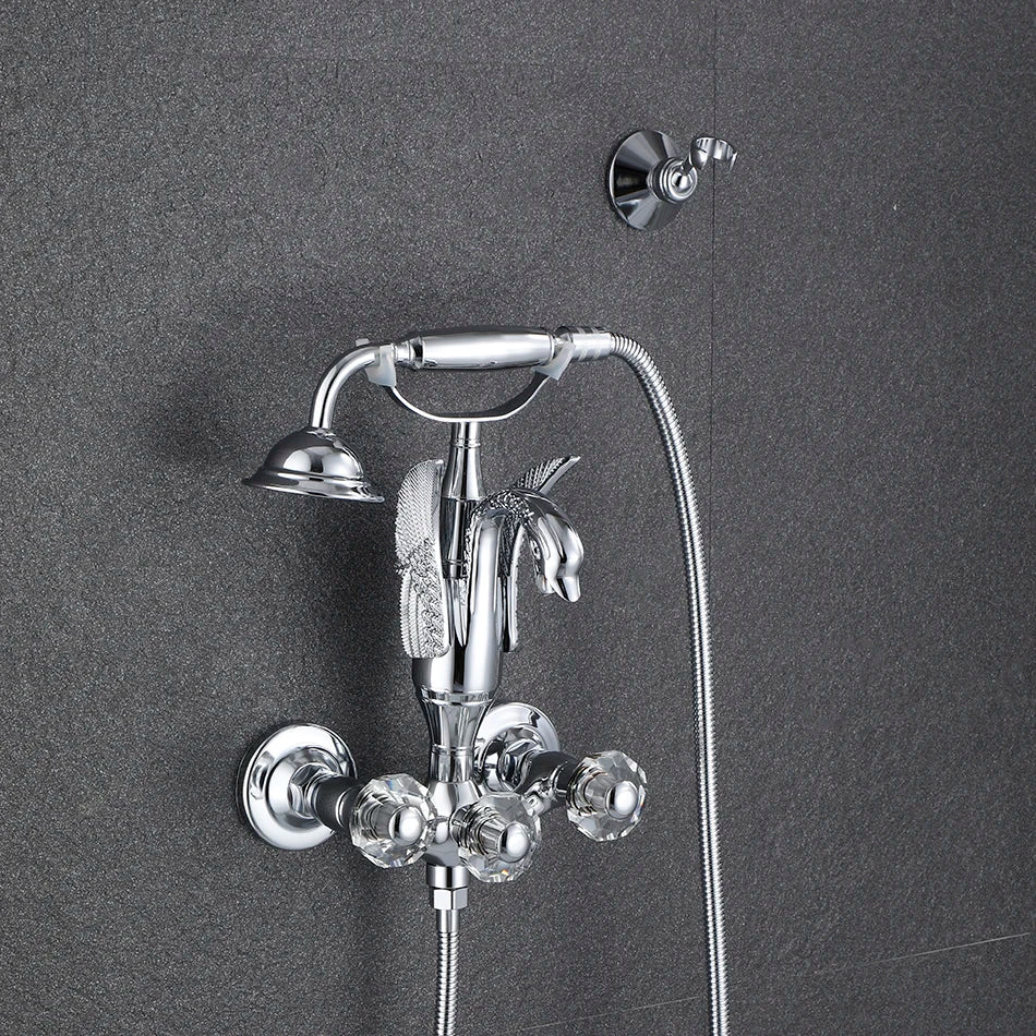 Luxury Golden Bathroom Swan Bathtub Faucet Wall Mounted