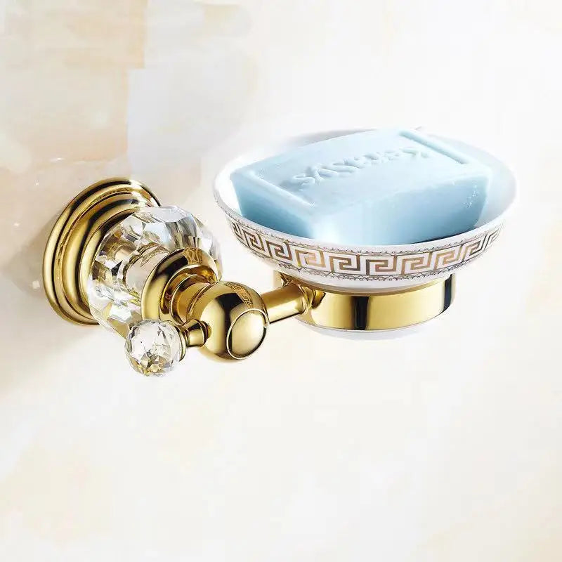 Brass Shower Shelf Toilet Paper Holder Silver Crystal
