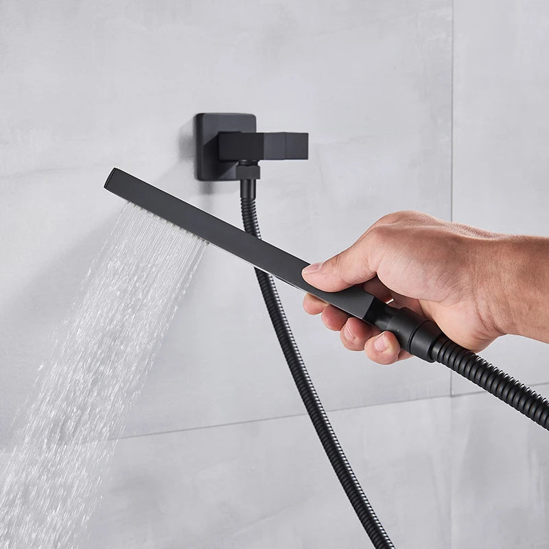 Black Shower Faucets Wall Mounted Rainfall Shower System
