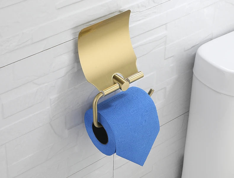 Bathroom Hardware Brushed Gold Toilet Brush Holder Robe