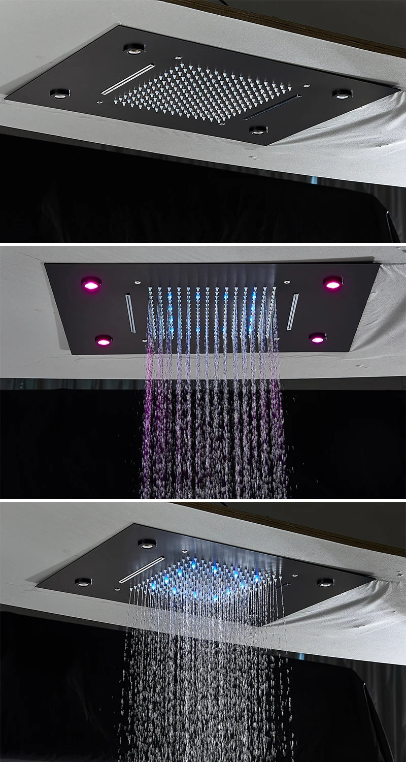 Ceiling Led Rainfal Shower Head Smart Remote Control