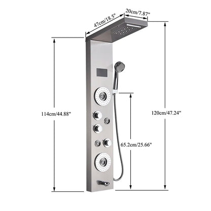 Luxury Black/Brushed Bathroom Led Shower Panel Tower System