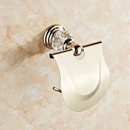 Brass Shower Shelf Toilet Paper Holder Silver Crystal