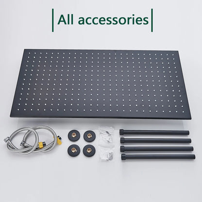 Rozin Led Matte Black Shower Head 40 80cm