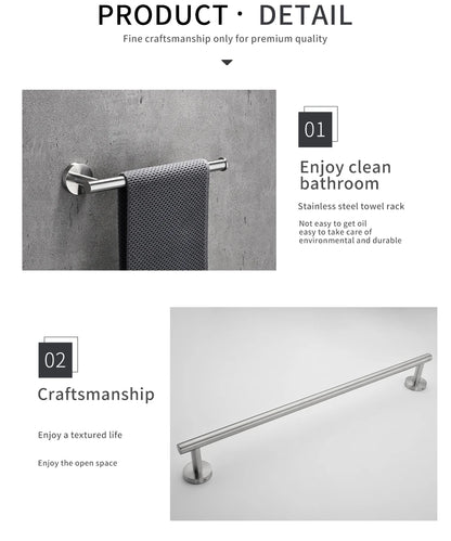 Bathroom Hardware Kit Brushed Stainless Steel Round Wall