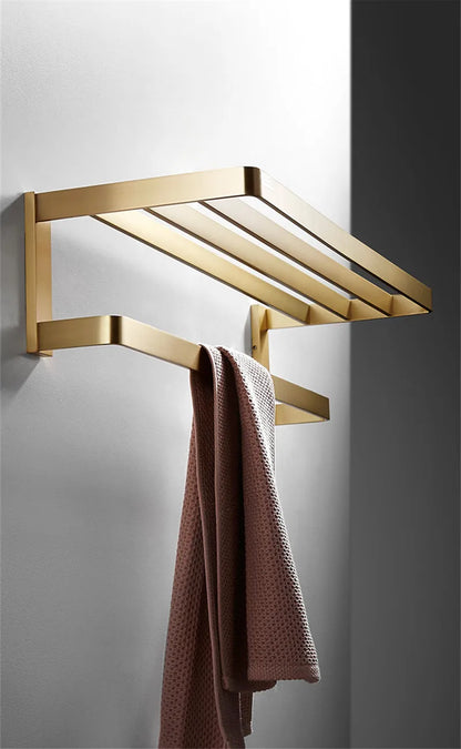Bathroom Towel Rack Corner Shelf Paper Holder Hook