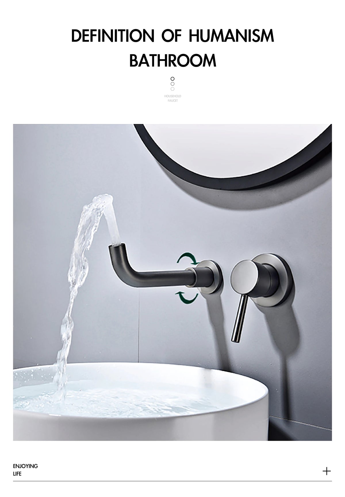 Modern Wall-Mounted Black Brass Bathroom Faucet Concealed Design