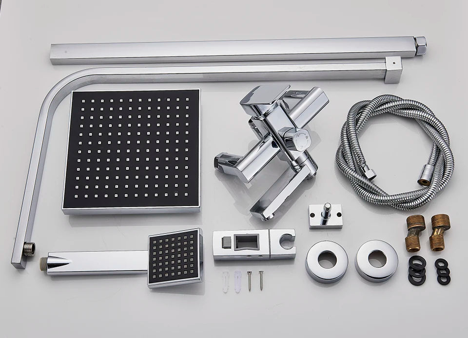 Uythner Bathroom Chrome/Black Shower Faucet Rotate Tub Spout