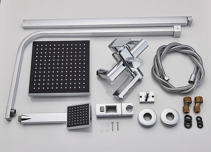 Uythner Bathroom Chrome/Black Shower Faucet Rotate Tub Spout