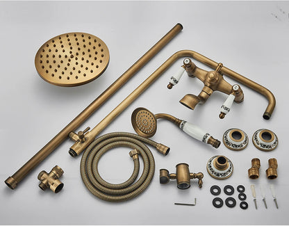 Rozin Brass Antique Bathroom Shower Faucet Wall Mount