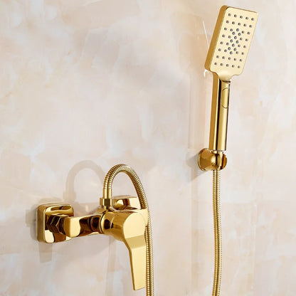 1set Bathtub Faucet Handle Handheld Brass Golden Bath
