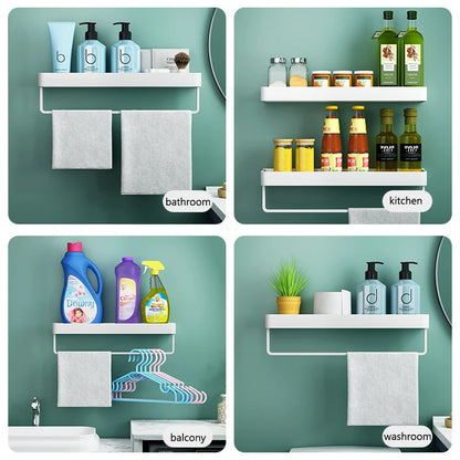 Black / White Bathroom Shelf Shampoo Holder Storage