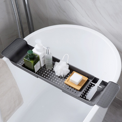 Bathtub Shelf Extendable Bathroom Tray Shower Caddy Bamboo