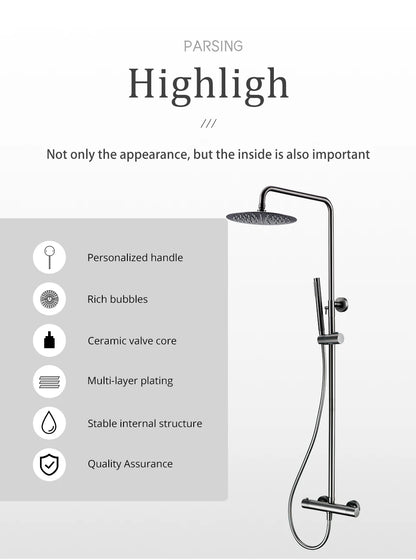 Thermostatic Shower Faucet Rain Head - 16 Inches