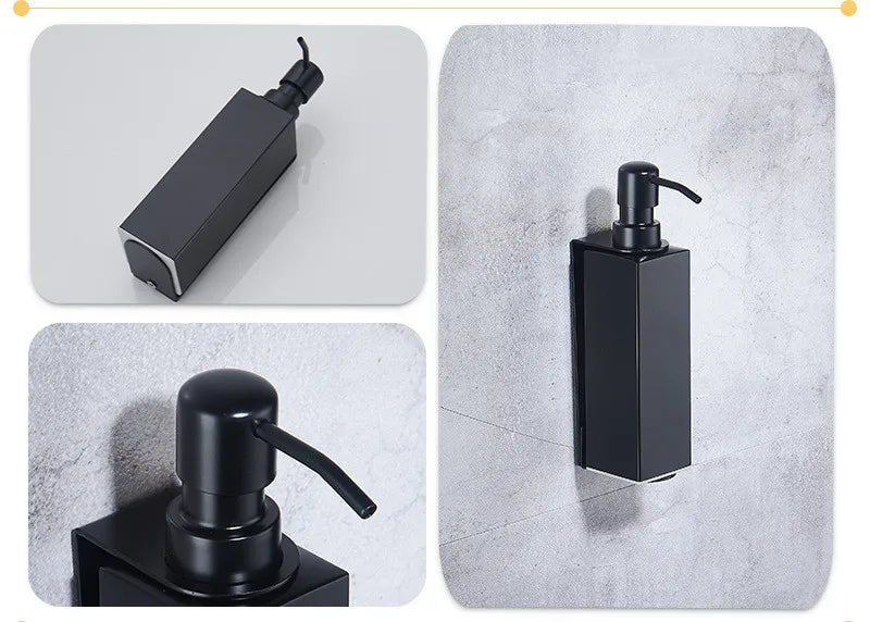 Black Liquid Soap Dispenser Shampoo Hotel Bathroom Wall