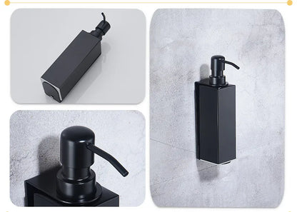 Black Liquid Soap Dispenser Shampoo Hotel Bathroom Wall