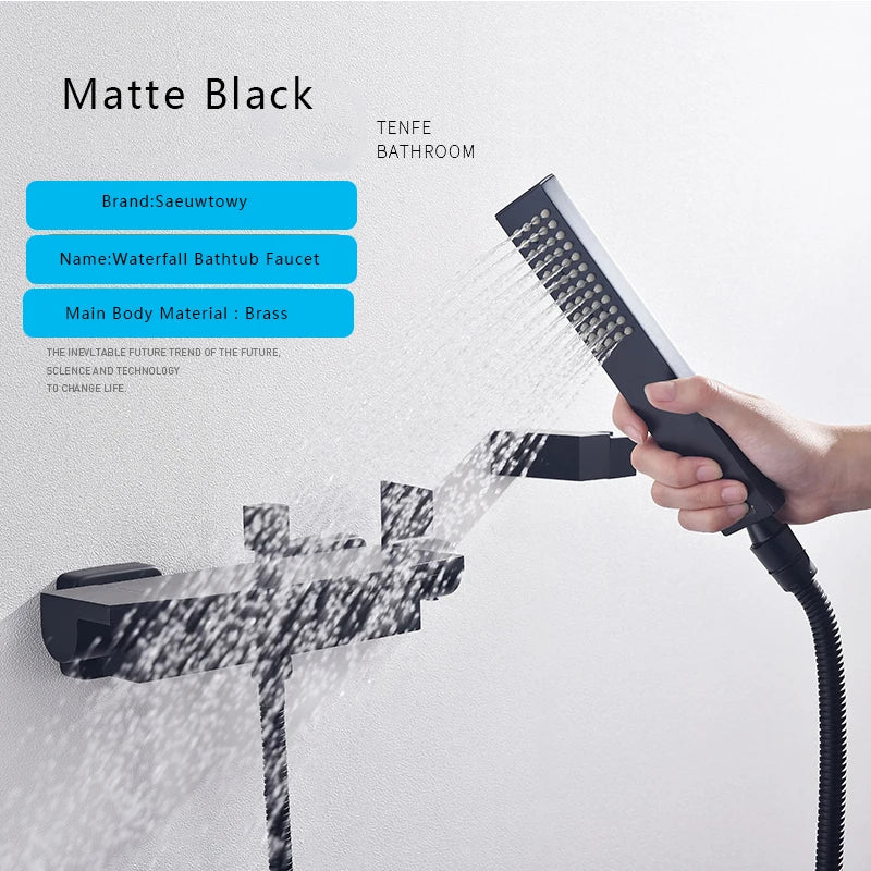 Brass Wall Mounted Waterfall Bathtub Faucet Bathroom Faucet