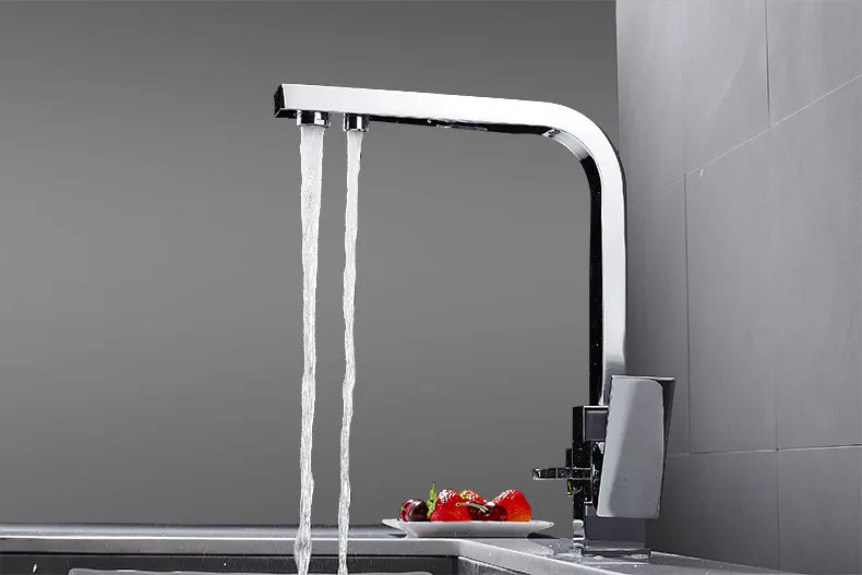 Contemporary Brass Matte Black Square 3-Way Purified Sink