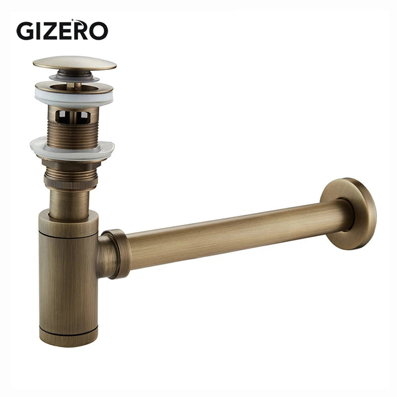 Antique Finish Brass Bathroom Lavatory Basin Sink Pop-Up