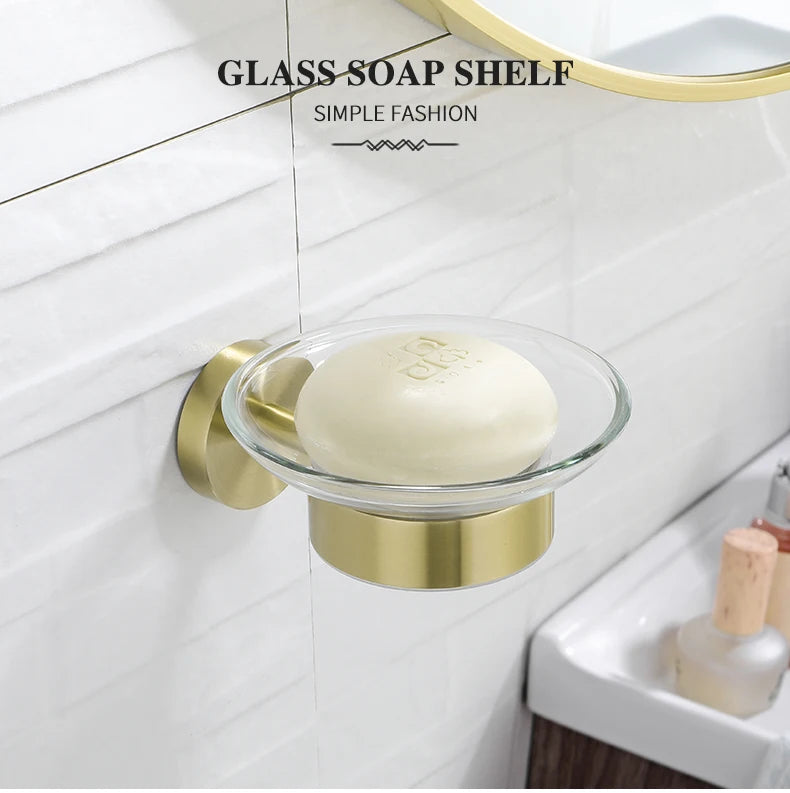 Bathroom Hardware Brushed Gold Toilet Brush Holder Robe