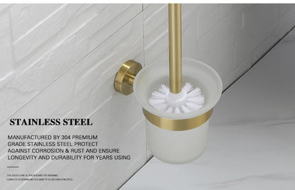 Bathroom Hardware Brushed Gold Toilet Brush Holder Robe