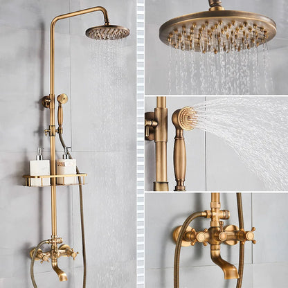 Antique Brass Bathroom Shower Faucet Bath Shower Mixer