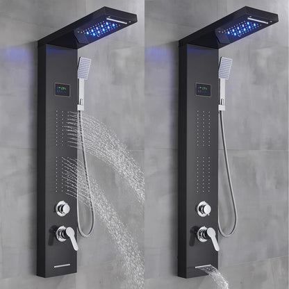 Black/Brushed Bathroom Shower Faucet Led Rainfall Head Shower