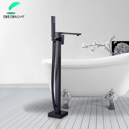 Shbshaimy Golden Floor Bathroom Bathtub Faucet Handshower Cold