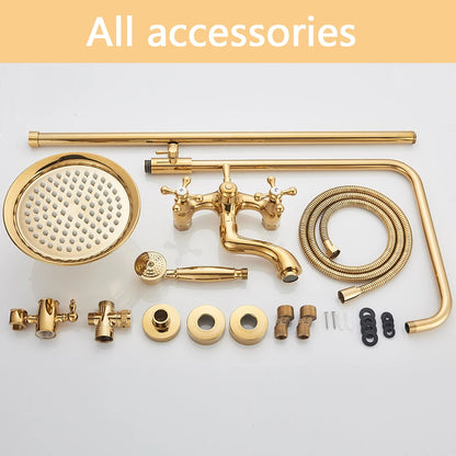 Rozin Gold Bathroom Shower Faucet Wall Mounted Brass