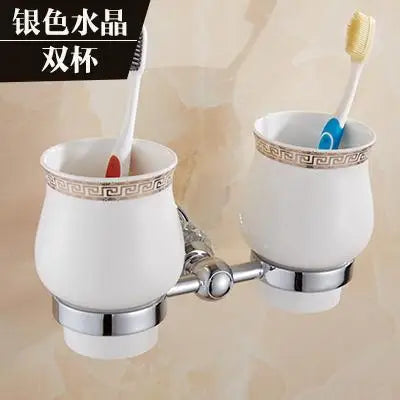 Brass Shower Shelf Toilet Paper Holder Silver Crystal