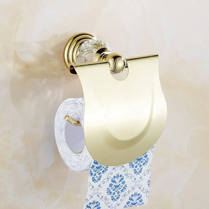 Pieces Chrome Gold Polished Bathroom Sets Brass&Crystal Towel