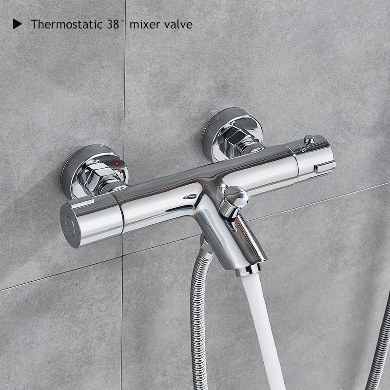 Chrome Telephone Type Wall-Mounted Thermostatic Shower Faucet