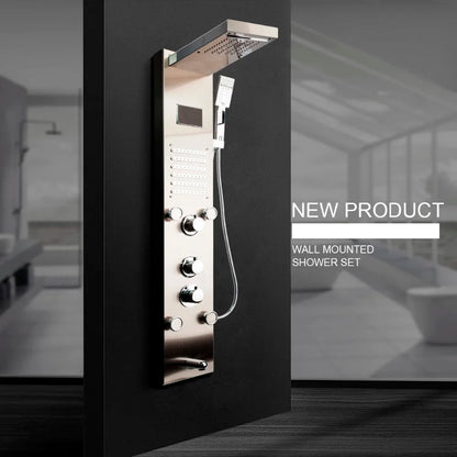 Kemaidi Black Led Shower Panel Bathroom Rainfall Shower