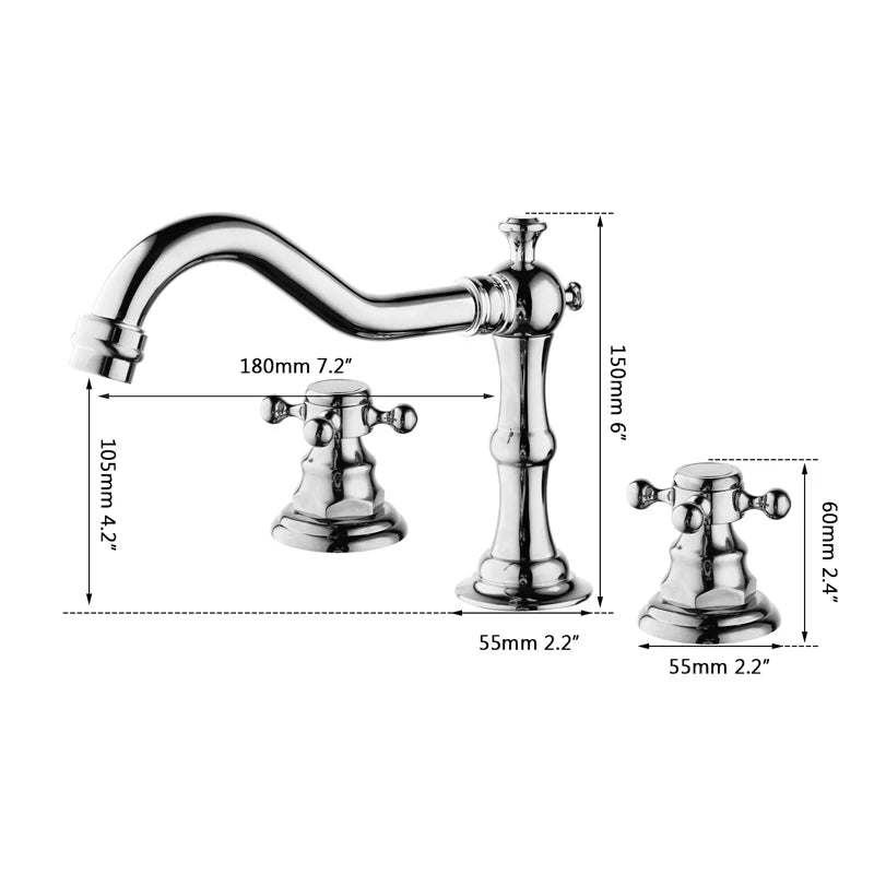 Solid Brass Bathroom Basin Mixer Tap Antique Brass