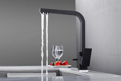 Contemporary Brass Matte Black Square 3-Way Purified Sink