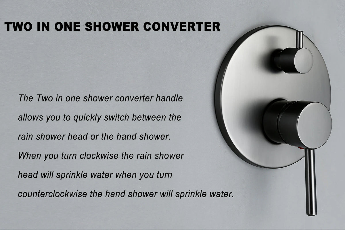 Black Bathroom Shower Faucet Wall Mount Rainfall Shower