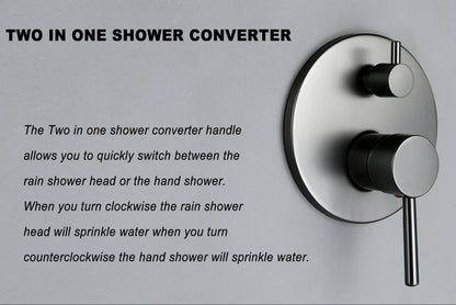 Black Bathroom Shower Faucet Wall Mount Rainfall Shower