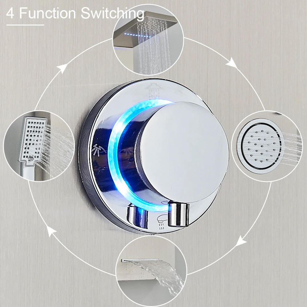 Led Light Shower Panel Waterfall Rain Digital Display