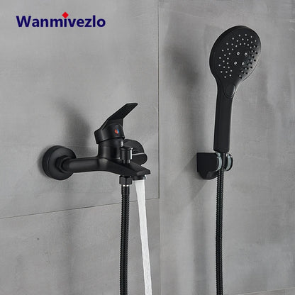 Matte Black Shower Faucet Wall Mount Bathroom Shower
