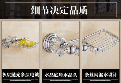Brass Shower Shelf Toilet Paper Holder Silver Crystal