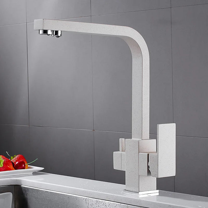 Contemporary Brass Matte Black Square 3-Way Purified Sink