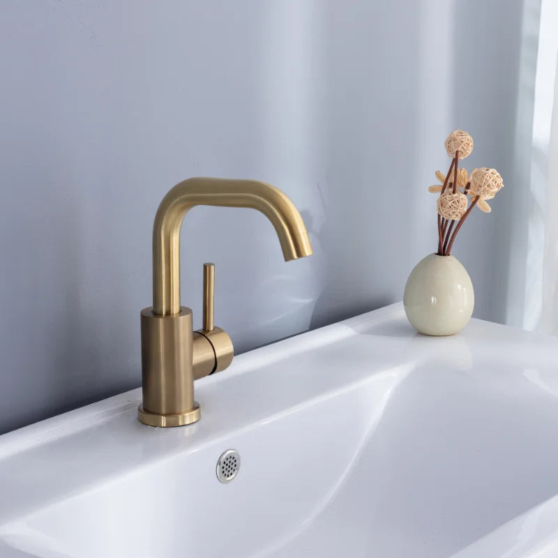 Bathroom Faucet Brushed Gold Bathroom Basin Faucet Cold