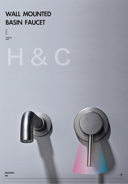 Modern Wall-Mounted Black Brass Bathroom Faucet Concealed Design