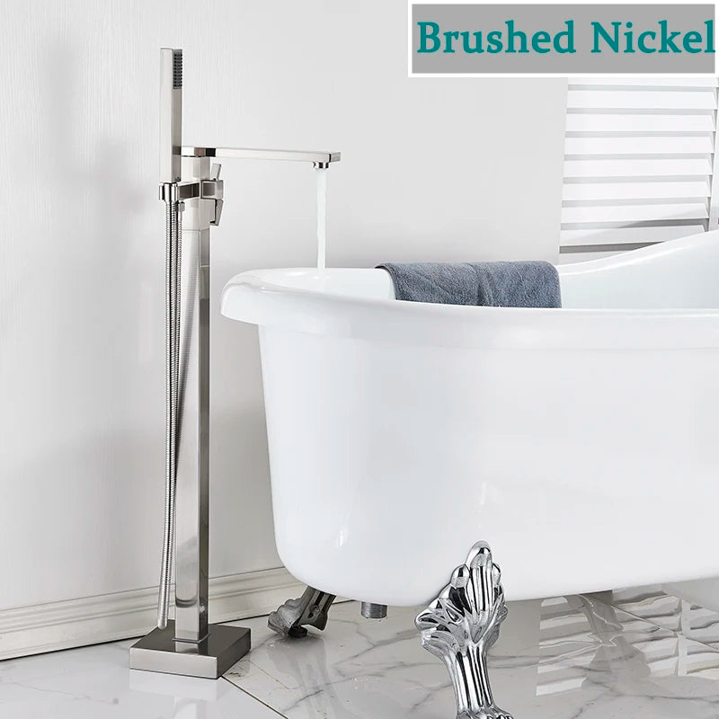 Shbshaimy Golden Floor Bathroom Bathtub Faucet Handshower Cold