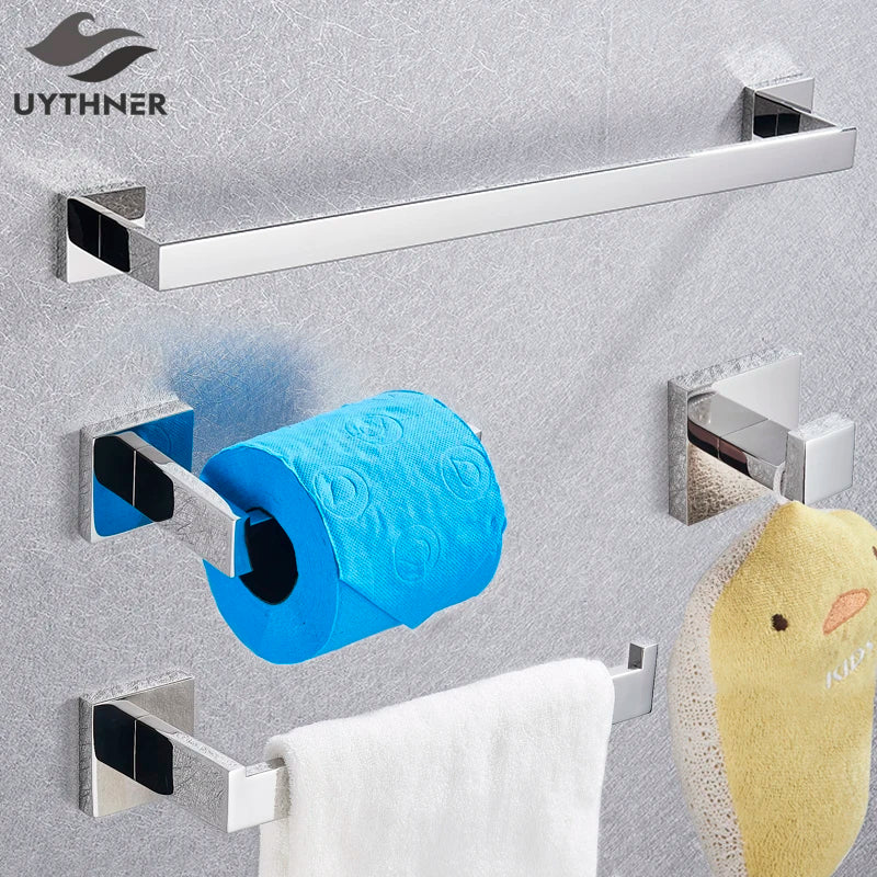 Bathroom Hardware Chrome Robe Hook Towel Rail Bar