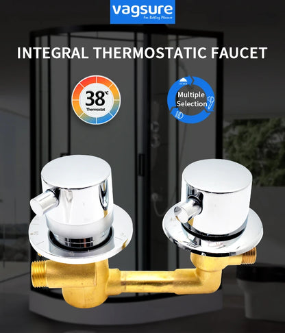 Brass Thermostatic Shower Faucet Way Output Shower Room